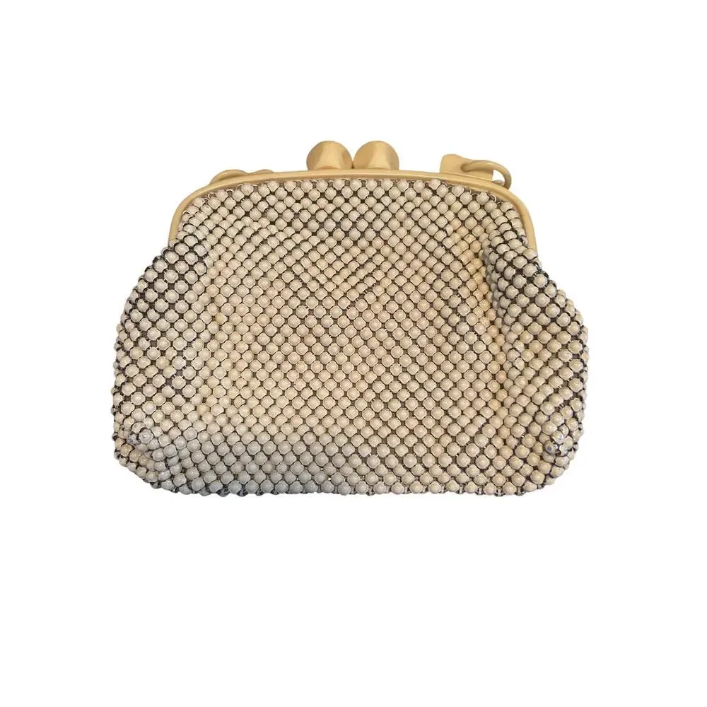 Whiting & Davis Alumesh Enamel Handbag Lucite Frame Handle & org Change Purse.